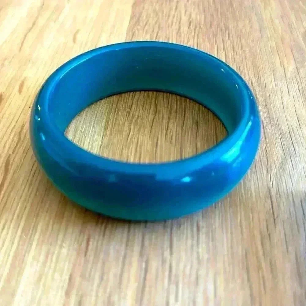 Vintage Forest Green Chunky Plastic Bangle Bracelet Retro Statement